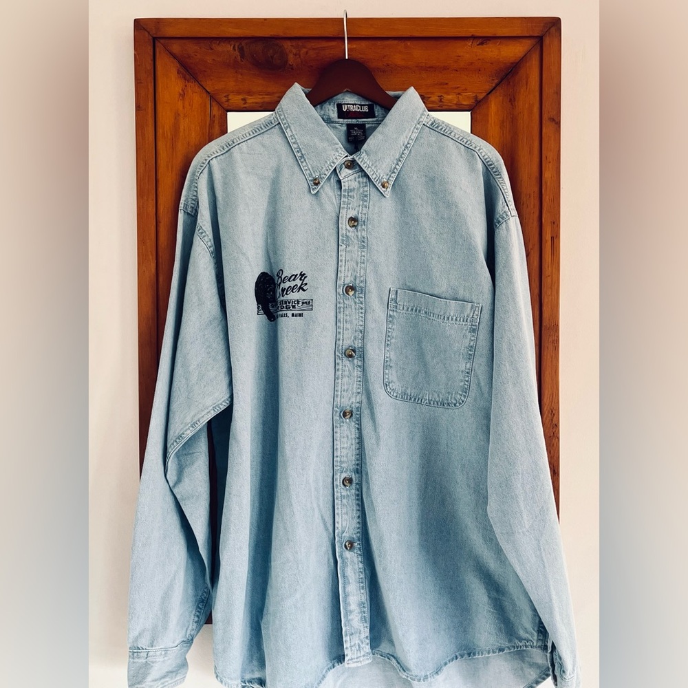 Vintage DeadStock 100% Cotton Button Down Bear Creek Lodge - Island Falls, Maine
